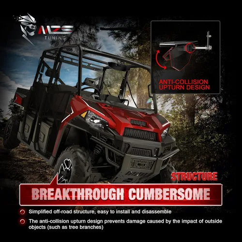 Vista 6 de MZS Espejo retrovisor Ranger de aluminio, espejo central retrovisor UTV ajustable de 360° compatible con Ranger 500 570 2017-2026, 900 XP EPS, Crew