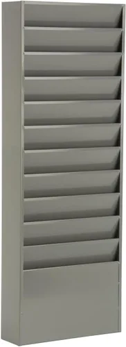 Vista 9 de Displays2go Estante para carpetas de archivos montado en la pared con 11 bolsillos escalonados Se adapta a tamaños de letra, magnético, de varios