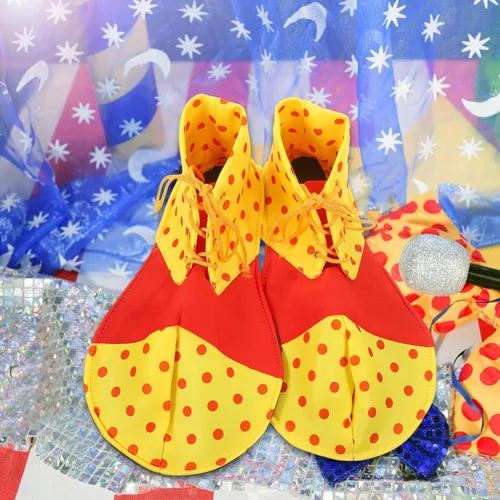 Vista 3 de Disfraz de payaso para mujer con zapatos grandes y divertidos - Ropa de carnaval para hombres adultos, Como se muestra, Mediana