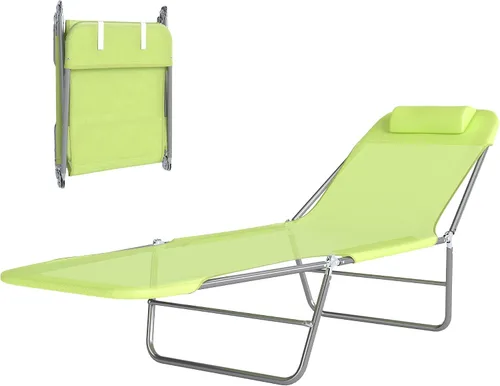 Vista 15 de Outsunny - Silla tumbona plegable, respaldo reclinable, color negro