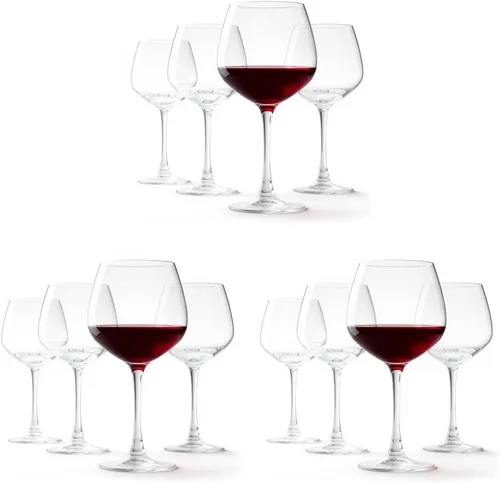 Vista 9 de Amazon Basics Juego de 4 copas de vino tinto con tallo de vidrio transparente de 20 onzas, diseño clásico para cenas diarias, bodas y fiestas, aptas