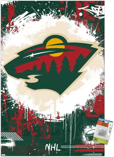 Vista 8 de Trends International NHL Minnesota Wild - Póster de pared con el logotipo Maximalist 23, 14.72 x 22.37 pulgadas, paquete de póster premium y alfiler