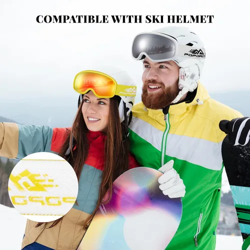 Vista 6 de Gafas de esquí OTG, 100% Protección UV, Antiempañamiento, Lentes polarizadas para esquí y snowboard para hombres, mujeres y adultos