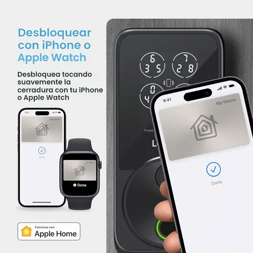 Vista 5 de Lockly Secure Pro Zeno - Cerradura inteligente con llave Apple Home Negro mate