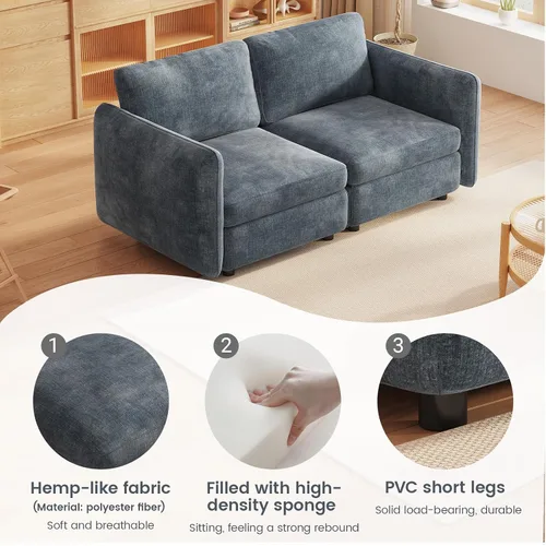 Vista 3 de Guyii Sofá Loveseat grande de 2 piezas, moderno asiento doble con cojines profundos, sofá convertible de 2 plazas para sala de estar, espacio