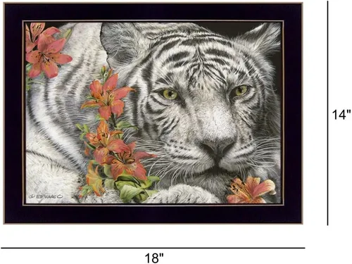 Vista 3 de Trendy Decor4U Ed Wargo - Arte de pared impreso Tiger Lily de 18 x 14 pulgadas, color blanco