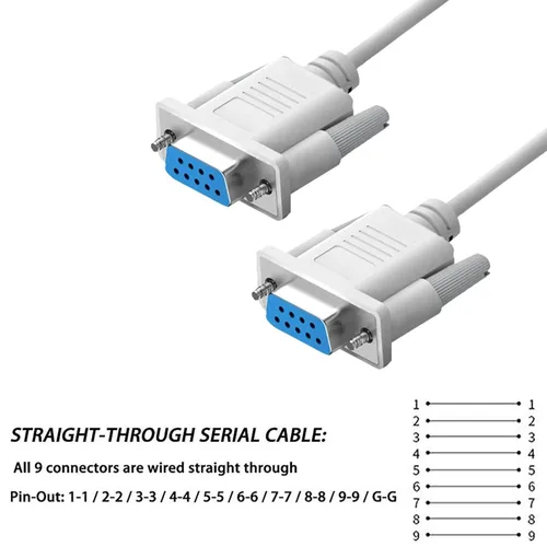 Vista 2 de DB9 RS232 Cable de extensión serie hembra a hembra 9 pin DB9 cable recto a través de 9 pines conector serie gris 3 pies