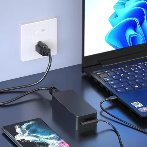 Vista 7 de Lenovo - Cargador para laptop, adaptador de CA de 65 W y 45 W, fuente de alimentación USB C, cable de alimentación para Lenovo Ideapad Thinkpad