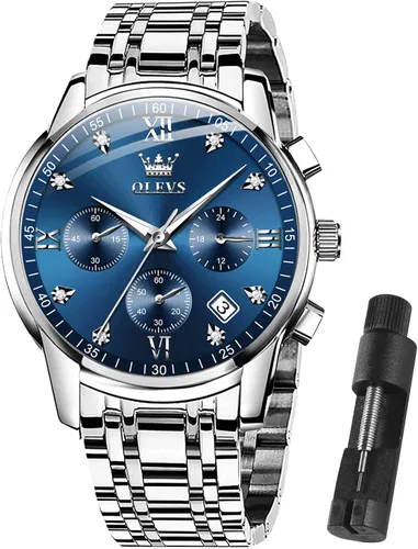 Vista 16 de OLEVS Reloj multifunción para hombre, cronógrafo luminoso impermeable con Negro/Negro