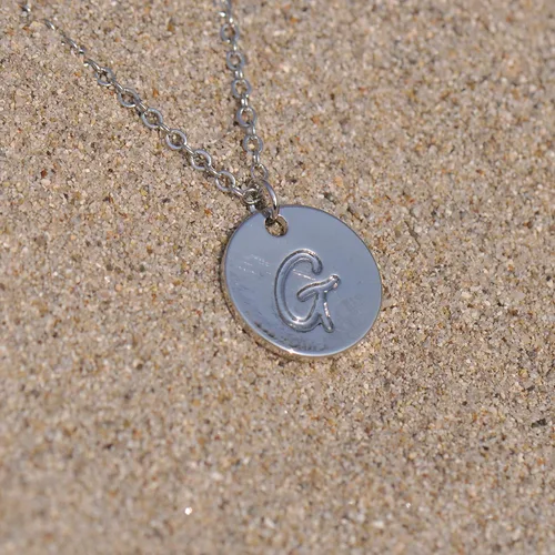 Vista 5 de AOLO Personalized Birthstone Initial A Necklace Engraved Disc Danity Pendant Necklaces Silver