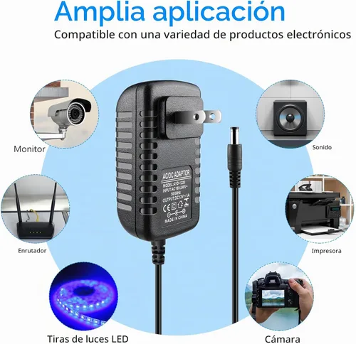 Vista 6 de LightingWill Fuente de alimentación de 12V, adaptador de alimentación de 12W, fuente de alimentación de 110V CA a 12V 1A CC, transformador