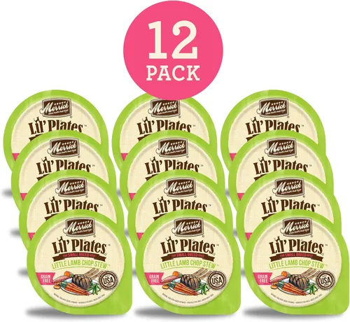 Vista 3 de Merrick Lil' Plates - Alimento húmedo sin cereales para perros pequeños, receta Little Lamb Chop Stew, 3.5 onzas (paquete de 12)