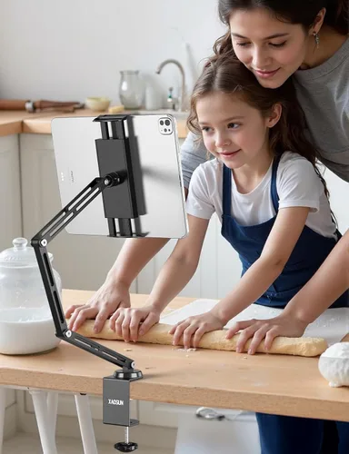 Vista 7 de XAOSUN Soporte para tablet ajustable, soporte magnético de aluminio para iPad, soporte plegable para tableta, rotación de 360°, compatible con iPad
