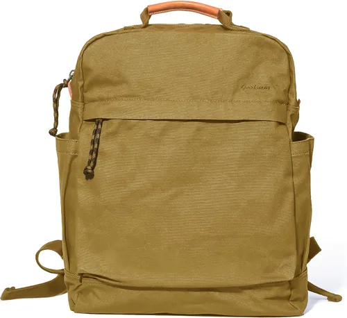 Vista 11 de Mochila de lona Gootium para mujeres, estilo vintage con cierre de cremallera, mochila casual para hombres, de tela, para viajes al aire libre