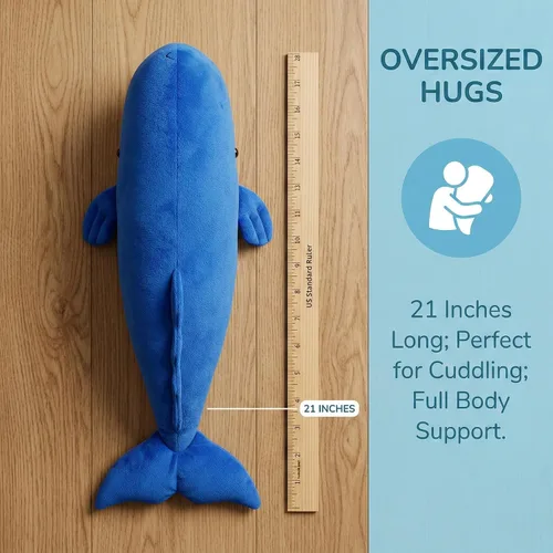 Vista 10 de Juguete de peluche realista de ballena espermática – Juguetes de peluche de ballena espermatozoides largos y realistas, súper suaves, muñecos