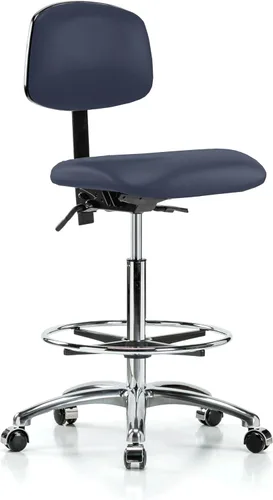Vista 54 de Perch - Silla de laboratorio con ruedas cromadas con soporte de respaldo ajustable, altura del escritorio de 17 a 22 pulgadas, tela negra