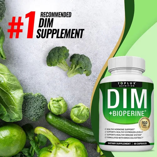 Vista 3 de Toplux DIM Suplemento 910 mg - Diindolilmetano para apoyar el metabolismo de estrógeno y el equilibrio hormonal para hombres y mujeres, vegano sin