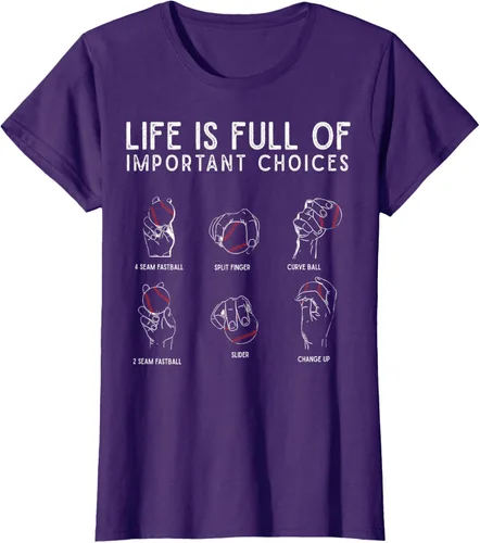 Vista 14 de Tipos de béisbol Pitches Life Choices Jugador Camiseta