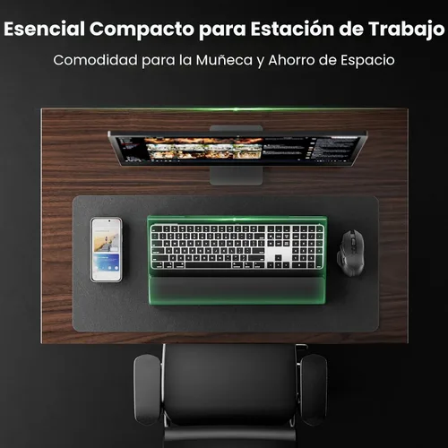 Vista 3 de Klearlook - Soporte compacto para teclado con reposamuñecas de silicona y ajuste de altura de 3 niveles, acrílico de 16.85 x 5.5 pulgadas, elevador
