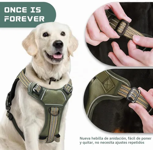 Vista 4 de Arnés sin tirones para perros pequeños, ajustable sin estrangulamiento, chaleco para mascotas con correa para perro, arnés reflectante inteligente