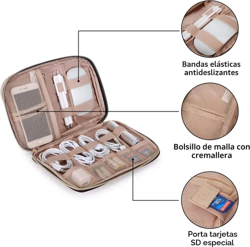 Vista 4 de BAGSMART Estuche organizador de electrónica grande de viaje, artículos esenciales de viaje, organizador de cables, bolsa organizadora de cables