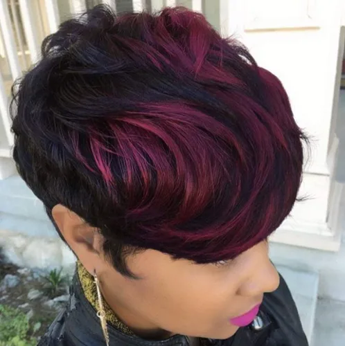 Vista 7 de Pixie Cut Wigs with Bangs Synthetic Wigs for Black Women Pixie Wig Short Haircuts (Nicelatus - 1057)