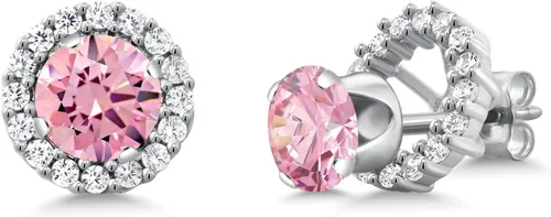 Vista 214 de Gem Stone King Aretes redondos de plata de ley 925 de 0.236 in con piedra natal extraíble para mujer
