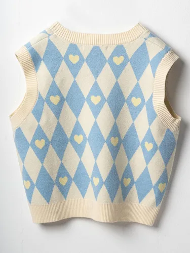 Vista 2 de Crochetist Chaleco de suéter para niños, chaleco para niñas, cuello en V, linda camiseta sin mangas