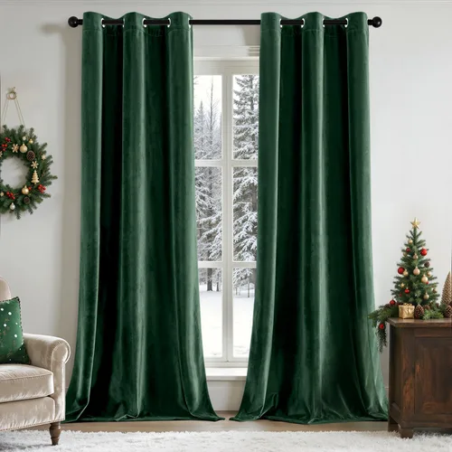 Vista 15 de ANRODUO Cortinas de terciopelo beige de 45 pulgadas de largo, opacas con aislamiento térmico insonorizado, cortinas de privacidad para oscurecer