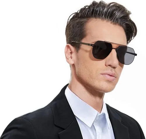 Vista 2 de Fullgren Gafas de sol polarizadas de polígono de gran tamaño para mujeres y hombres, persianas vintage UV400, clásicas grandes gafas de sol