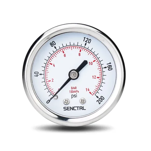 Vista 22 de SENCTRL - Medidor de presión de vacío de 30inHg, esfera de 2", NPT de 1/8, montaje inferior, estuche de acero inoxidable, resistente al agua