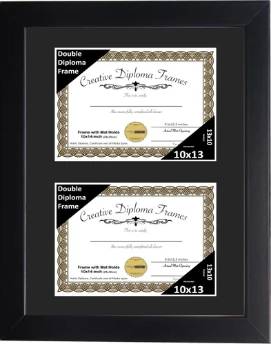 Vista 61 de Creative Picture Frames Marco de diploma doble clásico negro de 6 x 8 pulgadas con vidrio negro y colgador de pared instalado