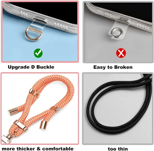 Vista 5 de 2 Almohadillas Cordón para Teléfono Ajustable Crossbody Correa para Cuello de Teléfono Celular Universal Cordón de Muñeca para Teléfono Móvil + 2pcs