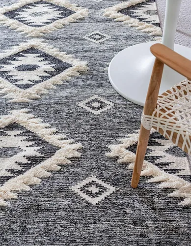 Vista 5 de Unique Loom Mesa Collection - Alfombra de área - Papago (2 pies 2 pulgadas x 6 pies 1 pulgada, carbón/gris)