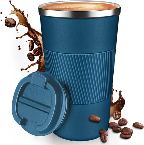 Vista 16 de Taza de Café de Viaje de 12 OZ, Taza de Café Aislada con Tapa a Prueba de Derrames y Fugas, Vaso Portátil de Acero Inoxidable Reutilizable para Agua