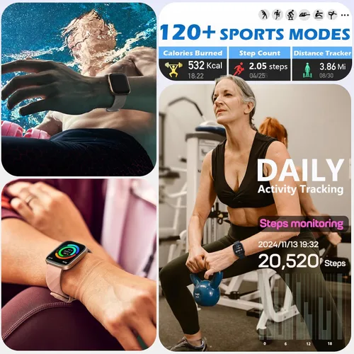 Vista 5 de MorePro Rastreador de fitness con monitor de frecuencia cardíaca 24/7 / presión arterial, seguimiento de oxígeno en sangre/sueño, más de 120