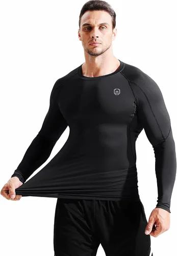 Vista 4 de NELEUS Camisas de compresión de manga larga para hombre, para ejercitarte, correr, 3 u
