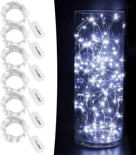 Vista 13 de Tira de luces led rutilantes con 20 luces de hadas led micro Cylapex, en cable de cobre revestido de plata de 3.3 pies, funciona con dos