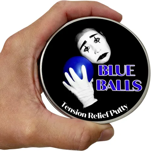 Vista 2 de Blue Balls - Masilla para aliviar la tensión, divertida masilla de estrés para hombres, juguete para ansiedad, azul, lata de metal