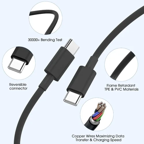 Vista 5 de Cargador para iPhone 17 16 15 de carga rápida, bloque de cargador de pared USB C de 20 W con cable de tipo C a C de 10 pies para Apple iPhone 17/17
