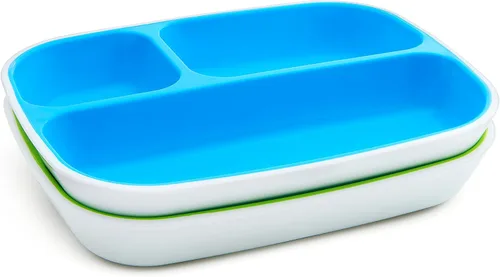 Vista 5 de Munchkin® Splash™ juego de vajilla para niños de 4 piezas con plato y tazón divididos, azul/verde