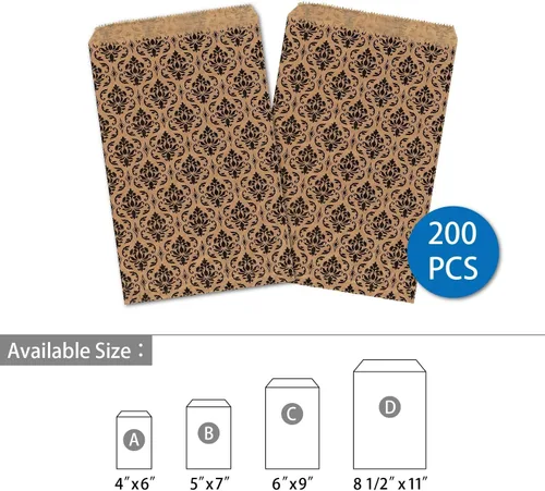Vista 3 de RJ Displays - Paquete de 200 bolsas de papel kraft para dulces, galletas, regalo pequeño, manualidades, recuerdo de fiesta, galletas, dulces