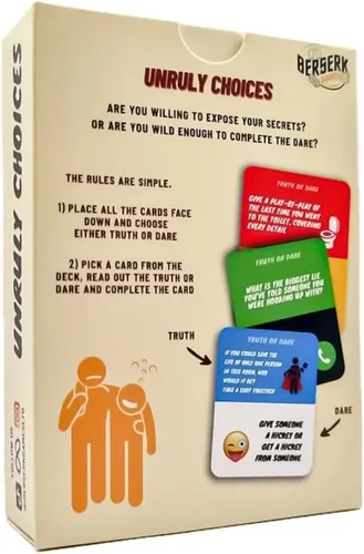 Vista 6 de Unruly Choices - Juego de cartas Truth or Dare 108 Se atreve & Preguntas Juego de despedida de soltera, Juego de fiesta antes del juego, Noche