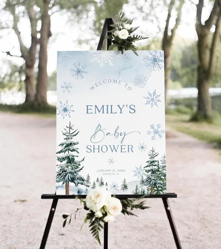 Vista 14 de Letrero de bienvenida personalizado para baby shower, Baby It's Cold Shower #8Tr