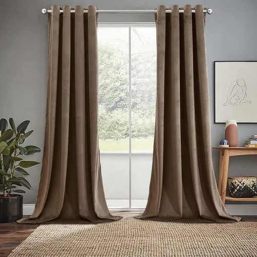 Vista 6 de Royal Hotel Bedding Paneles de cortinas opacas de terciopelo con ojales superiores pesados, paneles sólidos, cortinas de terciopelo suave, juego