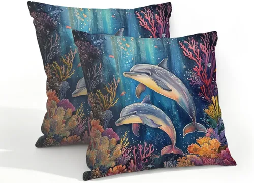 Vista 44 de Juego de 2 fundas de almohada impermeables para exteriores, 16 x 16 pulgadas, fundas de almohada decorativas de patio para muebles de jardín, sofá