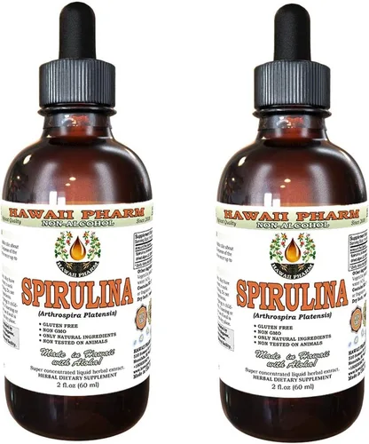 Vista 11 de Hawaii Pharm Extracto de algas espirulina sin alcohol, 2 onzas líquidas