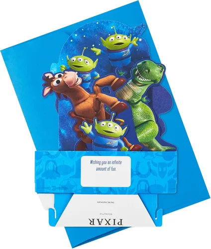 Vista 7 de Hallmark Paper Wonder - Tarjeta desplegable de Toy Story de Disney y Pixar para cumpleaños, primer día de escuela, felicitaciones