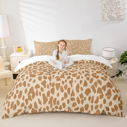 Vista 36 de Juego de funda de edredón para niños, tamaño individual, diseño de cebra y leopardo con purpurina, decoración de habitación para niñas y mujeres