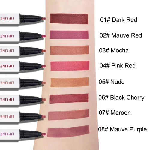 Vista 5 de evpct Lápiz Marcador de Línea de Labios Líquido de Larga Duración, Resistente al Agua, Rojo Oscuro Mate, Marcador de Línea de Labios y Lápiz Labial